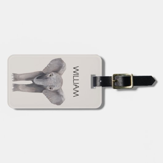 かわいいベビーゾウの名前  ラゲッジタグ (正面横)