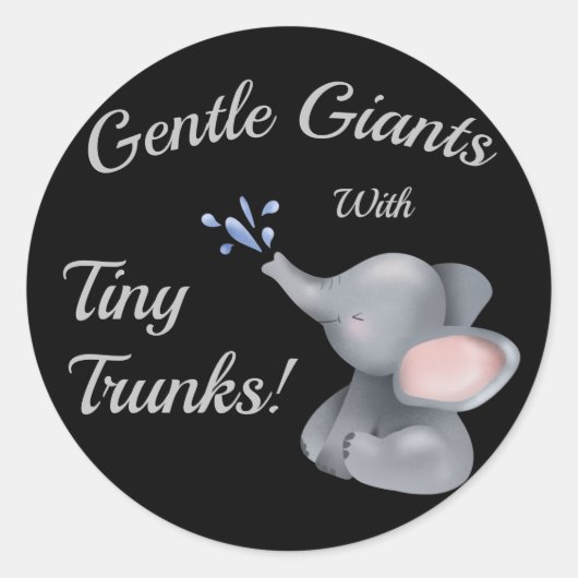 「かわいいベビーゾウの子供ステッカー ラウンドシール (正面)