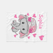 かわいいベビーゾウの少女 フリースブランケット (正面(横))