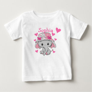 かわいいベビーゾウの少女 ベビーTシャツ