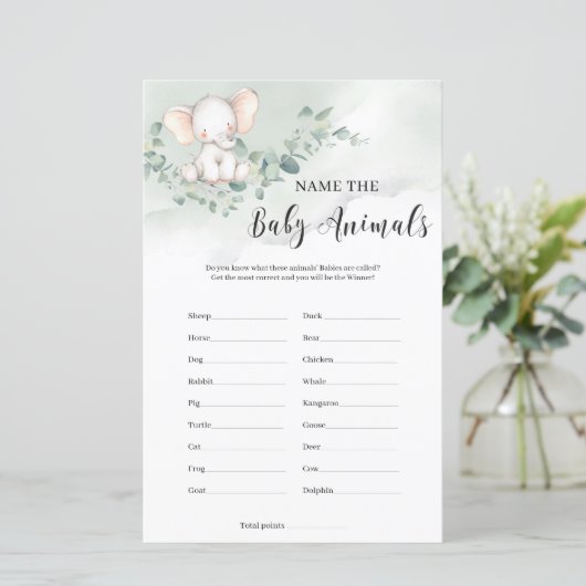 かわいいベビーゾウは赤ちゃんの動物のゲームを命名 (スタンド正面)