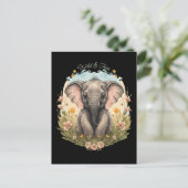 かわいいベビーゾウふくらはぎワイルドフラワーワンダーラストポスト シーズンポストカード (スタンド正面)