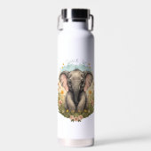 かわいいベビーゾウふくらはぎワイルドフラワーワンダーラスト ウォーターボトル (正面)