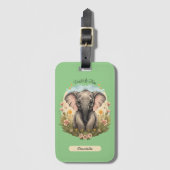 かわいいベビーゾウふくらはぎワイルドフラワーワンダーラスト ラゲッジタグ (正面縦)