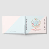 かわいいベビーゾウカラフルフローラリース ゲストブック (全面)