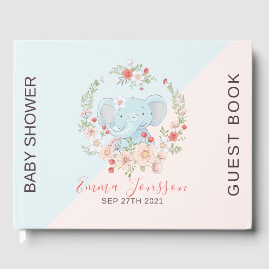 かわいいベビーゾウカラフルフローラリース ゲストブック (正面)