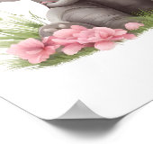 かわいいベビーゾウピンクの花子供部屋 ポスター (角)