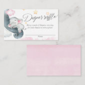 かわいいベビーゾウピンク黄色おむつラッフルカード エンクロージャーカード (正面/裏面)