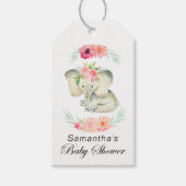 かわいいベビーゾウ女の子の赤ちゃんシャワー ギフトタグ (正面)