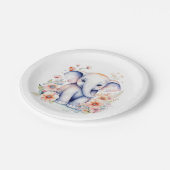 かわいいベビーゾウ女の子の赤ちゃんシャワー ペーパープレート (アングル)