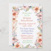 かわいいベビーゾウ女の子の赤ちゃんシャワー 招待状 (裏面)