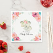 かわいいベビーゾウ女の子ベビーシャワー スタンダードランチョンナプキン (インサイチュ)