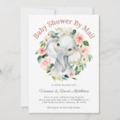 かわいいベビーゾウ女の子ベビーシャワーbyメール 招待状 (正面)