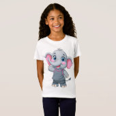 かわいいベビーゾウ女の子Tシャツ Tシャツ (正面フル)
