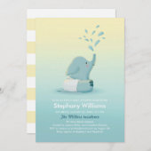 かわいいベビーゾウ少年まき赤ちゃんシャワー招待状 招待状 (正面/裏面)