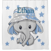 かわいいベビーゾウ少年 シャワーカーテン (正面)