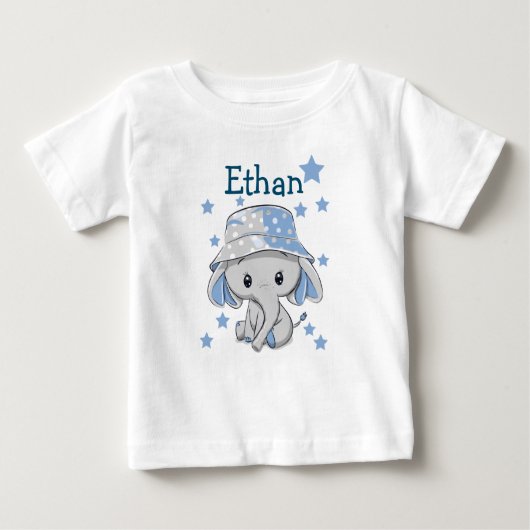 かわいいベビーゾウ少年 ベビーTシャツ (正面)