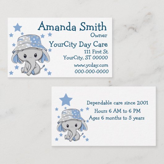 かわいいベビーゾウ少年 名刺 (正面/裏面)