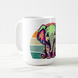 かわいいベビーゾウ座るデジタルイラストレーション コーヒーマグカップ