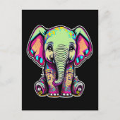 かわいいベビーゾウ座るデジタルイラストレーション シーズンポストカード (正面)