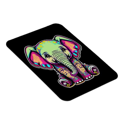 かわいいベビーゾウ座るデジタルイラストレーション マグネット (右側)