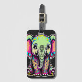 かわいいベビーゾウ座るデジタルイラストレーション ラゲッジタグ (正面縦)