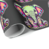 かわいいベビーゾウ座るデジタルイラストレーション ラッピングペーパー (ロールコーナー)