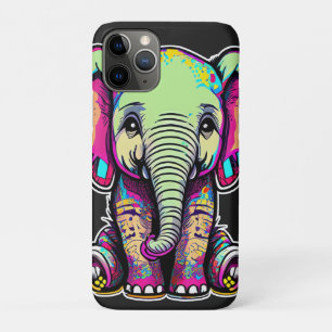 かわいいベビーゾウ座るデジタルイラストレーション iPhone 11 PROケース