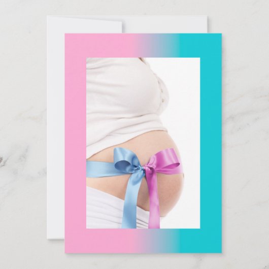 かわいいベビーゾウ性別が赤ちゃんのシャワー写真を明らかにする 招待状 (裏面)