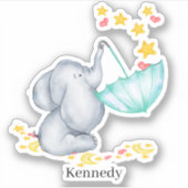かわいいベビーゾウ捕獲落星ビニル シール (正面)