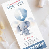 かわいいベビーゾウ最初の誕生日チケット 招待状