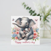 かわいいベビーゾウ母の日動物愛好家 カード (スタンド正面)