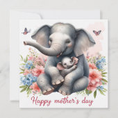 かわいいベビーゾウ母の日動物愛好家 カード (正面)