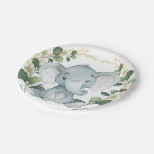 かわいいベビーゾウ水彩緑の金ゴールドパーティー ペーパープレート (アングル)