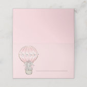 かわいいベビーゾウ熱い空気バルーンピンクの女の子 プレイスカード (外部開封)