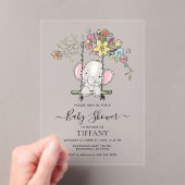 かわいいベビーゾウ男の子フローラスイングベビーシャワー アクリル招待状 (インサイチュ (ポータブル))