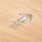 かわいいベビーゾウ男の子フローラスイングベビーシャワー アクリル招待状 (レイダウン)