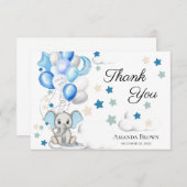 かわいいベビーゾウ男の子ベイビーシャワー |ありがとうございます サンキューカード (正面/裏面)