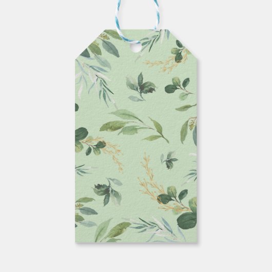 かわいいベビーゾウ緑の金ゴールドガーデンシャワー ギフトタグ (裏面)