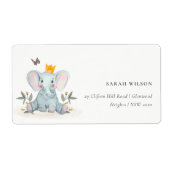 かわいいベビーゾウ葉ウッドランドキッズアドレス ラベル (正面)