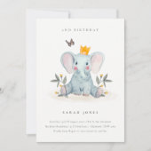 かわいいベビーゾウ葉Any年齢誕生日招待状 サンキューカード (正面)