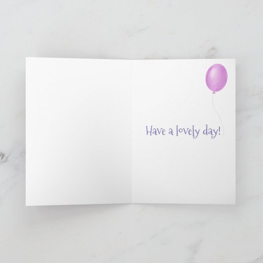 かわいいベビーゾウ誕生日の年齢カード(紫) カード (内部)