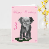 かわいいベビーゾウ誕生日カード – カスタマイズ可能 カード (黄色い花)