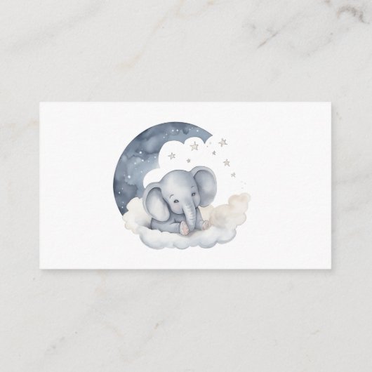 かわいいベビーゾウ赤ちゃんシャワーおむつラッフル エンクロージャーカード (裏面)