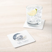 かわいいベビーゾウ赤ちゃんシャワー スクエアペーパーコースター (インサイチュ)