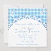 かわいいベビーゾウ青いベビー散水シャワー 招待状 (裏面)