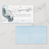 かわいいベビーゾウ青い黄色のおむつラッフルカード エンクロージャーカード (正面/裏面)