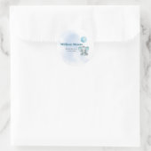 かわいいベビーゾウ青バルーンウォーターカラー ラウンドシール (バッグ)