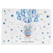 かわいいベビーゾウ風船バスケットボーイ赤ちゃんシャワー ラージペーパーバッグ (裏面)