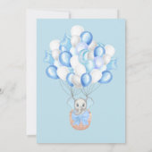 かわいいベビーゾウ風船バスケットボーイ赤ちゃんシャワー 招待状 (裏面)